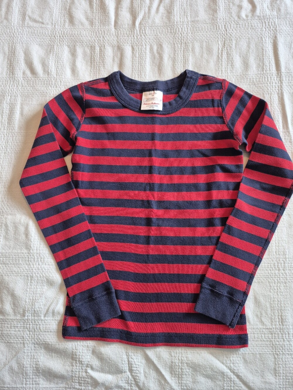 Hanna Andersson size 130 or 8 boys pajama top blue & red striped VGUC